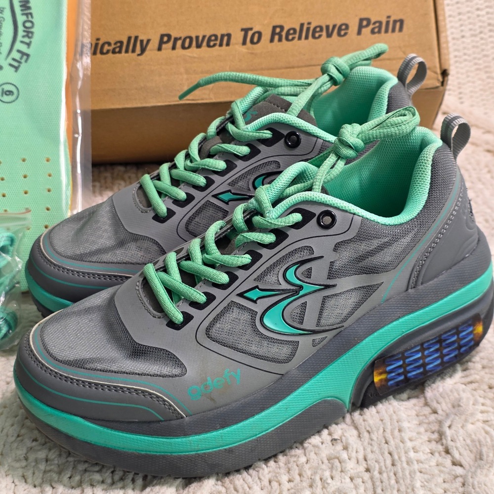 Gravity Defyer Ion Walking Shoes Gray Teal VersoShock Women Size 6 Excellent - Picture 2 of 7
